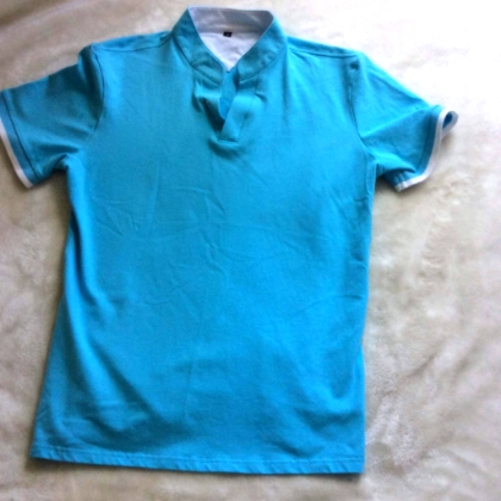 Logeeyar Men's short sleeve Blue Polo Medium